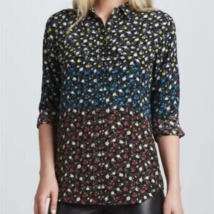 Equipment Black Multi Spectrum Floral Print Slim Signature Blouse XS